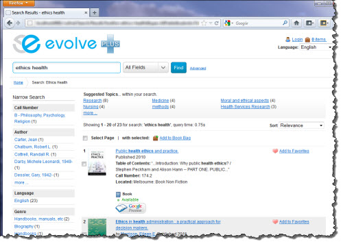 Results page for new EvolvePlus Theme